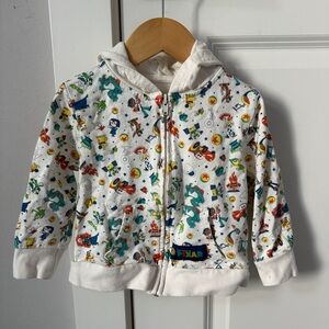 Disney Pixar Kids XXS White Hoodie with Colorful Pixar Characters